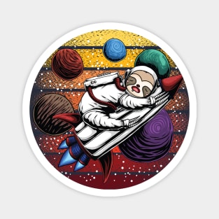 Sloth Astronaut - Funny Sleepy Sloth in Outer Space Magnet